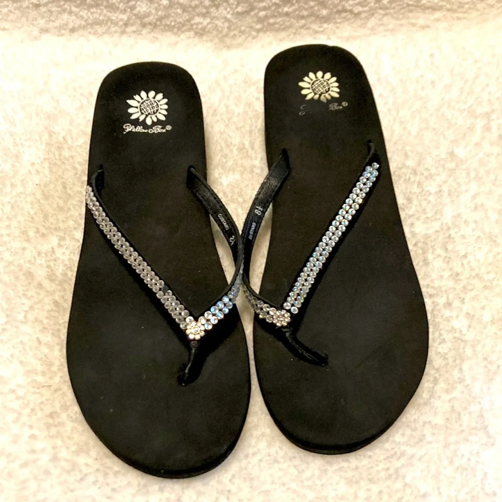 Yellow Box Rhinestone Flip Flops - Picture 7 of 7